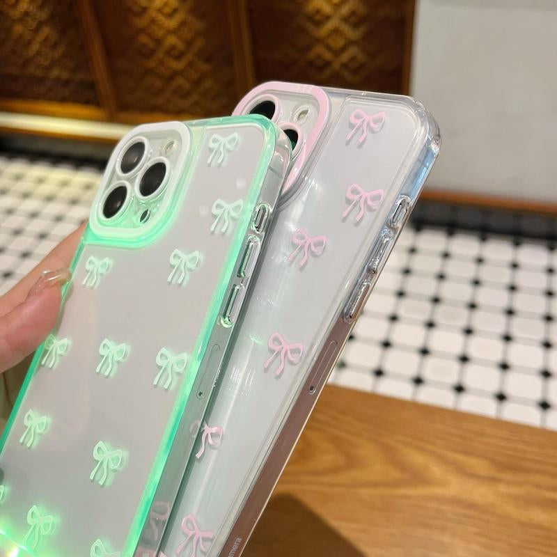 LED Bowknot Phone Case, Compatible with Iphone 11/12/13/14/15/16/17 Pro/Pro Max/Plus, Stylish Protective Cover, Unique Design for Daily Use, Protective Casing