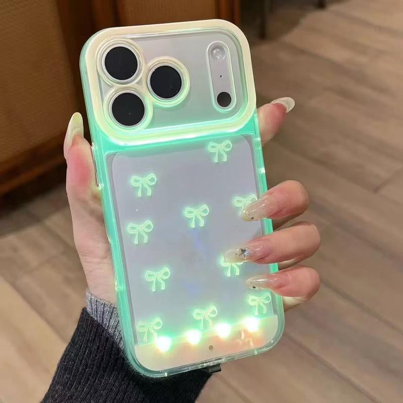 LED Bowknot Phone Case, Compatible with Iphone 11/12/13/14/15/16/17 Pro/Pro Max/Plus, Stylish Protective Cover, Unique Design for Daily Use, Protective Casing